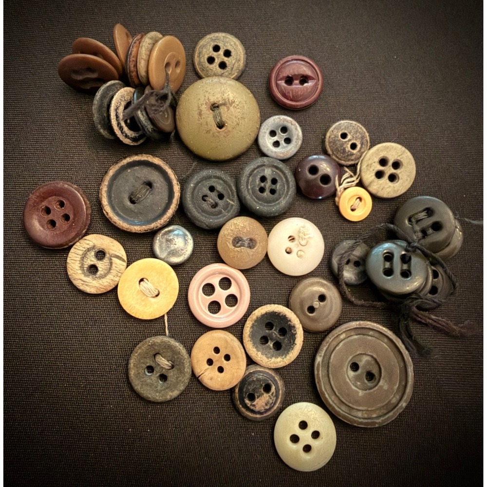 Vintage Antique 1890-1910 Sewing Buttons Lot Corozo + Mixed Materials